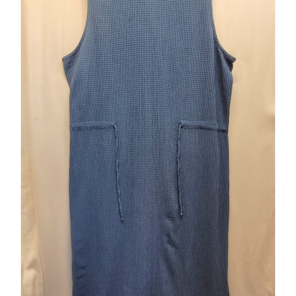 Tallbots Sleeveless Button Shirt Dress Collar Sz 14 Blue Maxi Tie Back USA NWT - Picture 4 of 13
